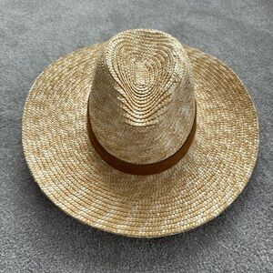 GIGI PIP Natural Straw Hat with Tan Band NWT!